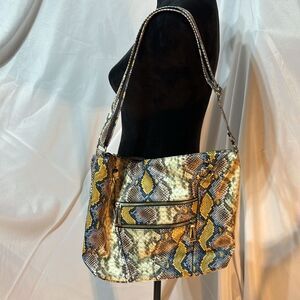 Jessica Simpson Zoey Blue Faux Python Crossbody Bag
